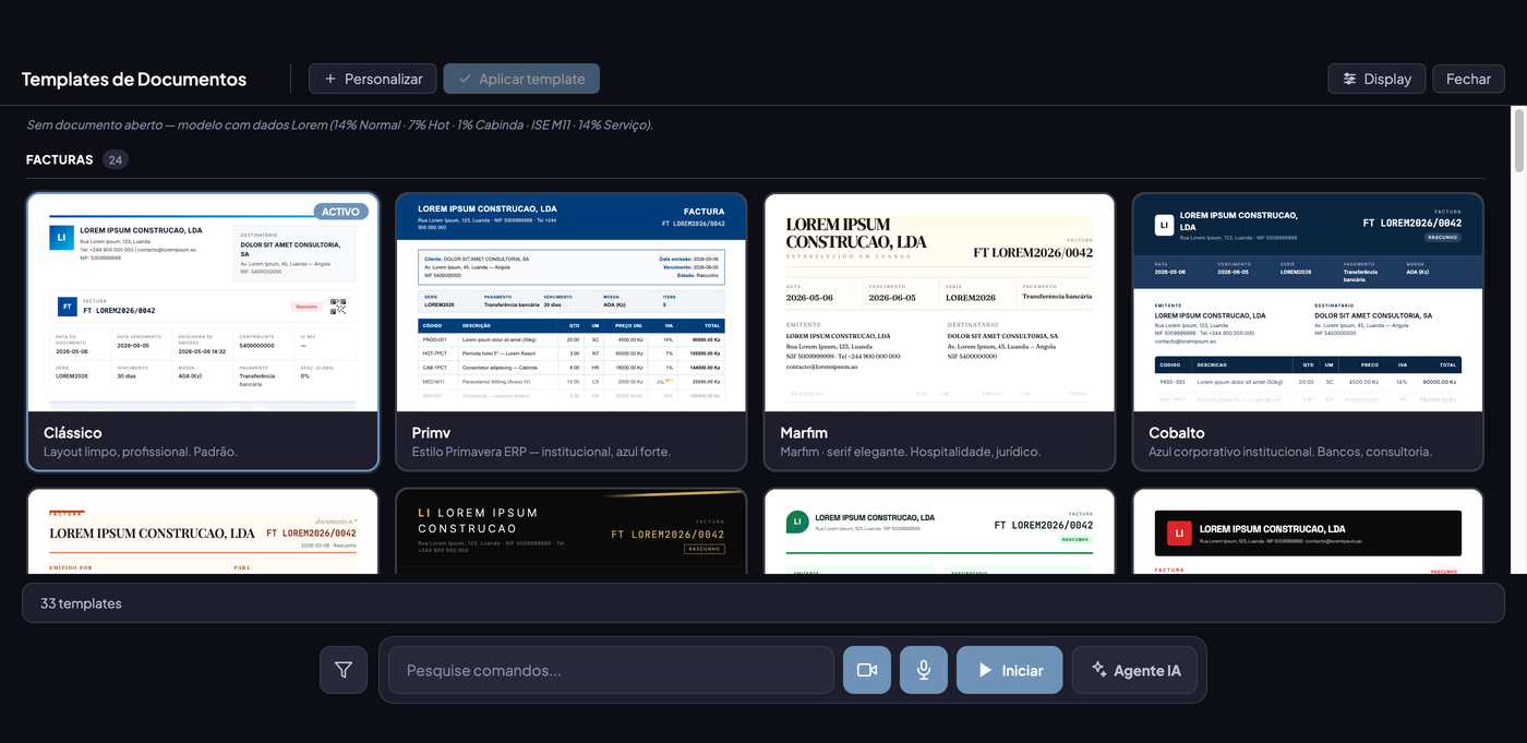 Galeria de modelos de documento na WanvidFact AI